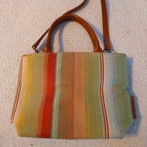 Fossil Small Striped Canvas Tote Purse
